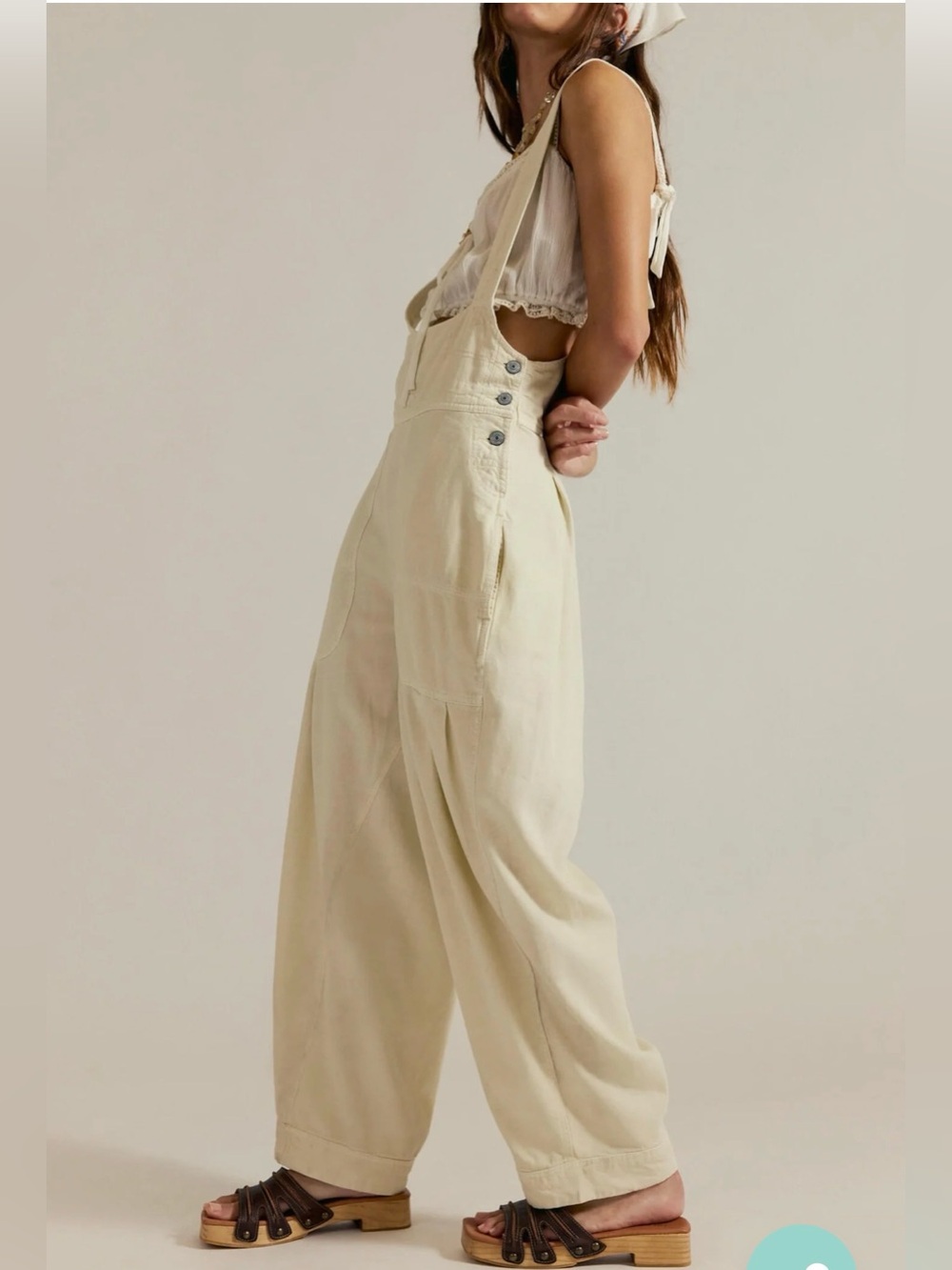 NWT We The Free Felix Cream Utility Wide-Leg Overalls Jumpsuit